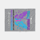 テールパープル蝶予防啓発ウェア フリースブランケット (正面(横))