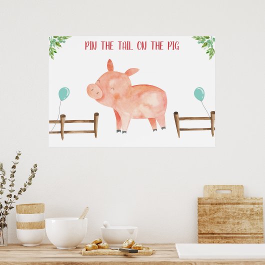 テールピッグファーム動物の男の子の誕生日ポスター ポスター (キッチン)
