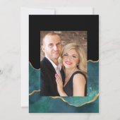 テールブルーとゴールドのジオードアゲートのバーチャル結婚式フォト 招待状 (裏面)