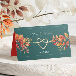 テールブルーのボホー秋の結婚式 プレイスカード