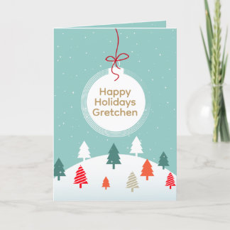 テールブルーの雪のクリスマスツリー オーダーメイド オーナメント シーズンカード
