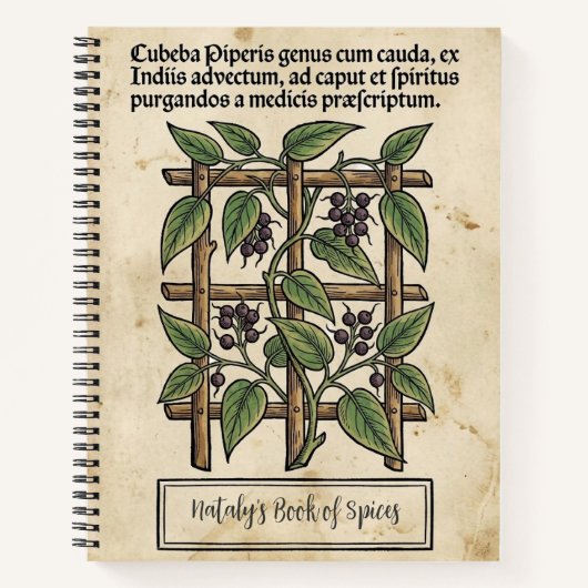 テールペッパー：中世のクベバの植物画 ノートブック (正面)