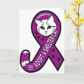 テール認識度リボン：シェルター猫を採用 カード (黄色い花)