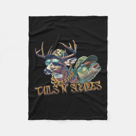 テールnはかりで測狩り父デーおもしろいラブフィッシュ フリースブランケット (正面)
