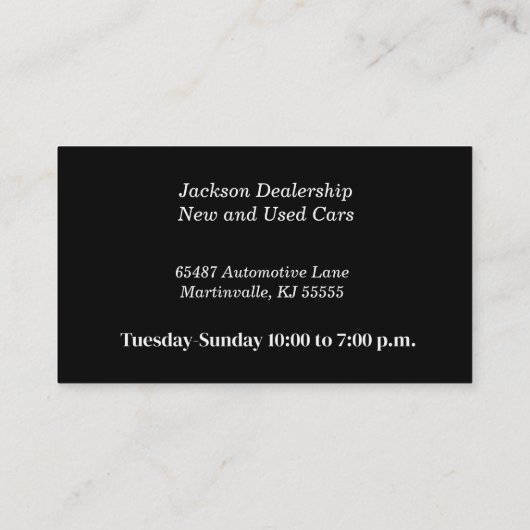 テー車のマ付き革のクラシック礼拝車 名刺 (裏面)