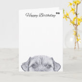 テ縁どリアドッグ誕生日グリーティングカード カード (黄色い花)