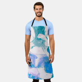 テ芸術的クスチャ。明るい縁ど紫.バイオレットアート エプロン (着用した状態)