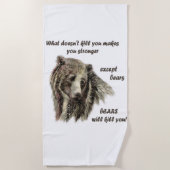 デおもしろい引用文やる気を起こさせるクマはあなたを殺す ビーチタオル (正面)