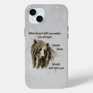 デおもしろい引用文やる気を起こさせるクマはあなたを殺す iPhone 15 MINIケース