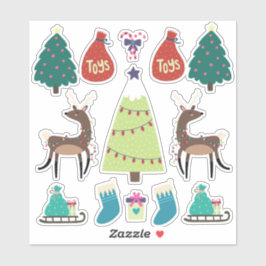 デアすごいーをフィーチャーした可愛いミックスクリスマスセット シール