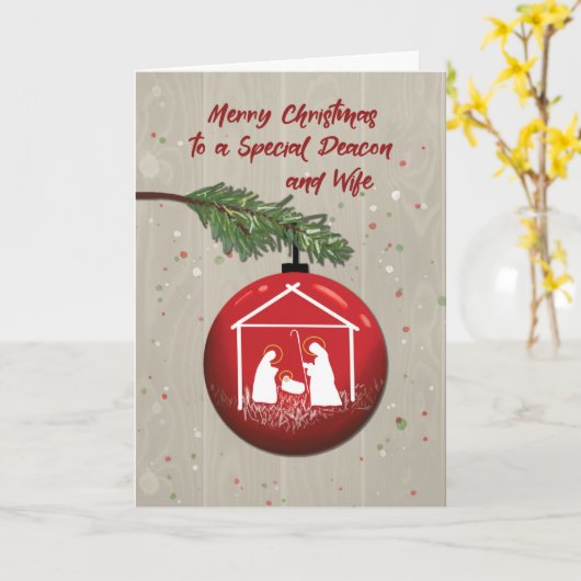 デアコンと妻のクリスマス装飾とマネジャー カード (黄色い花)