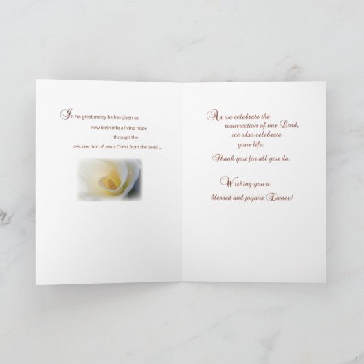 デアコンと妻ハッピーイースターリリーとクロス シーズンカード (内部)