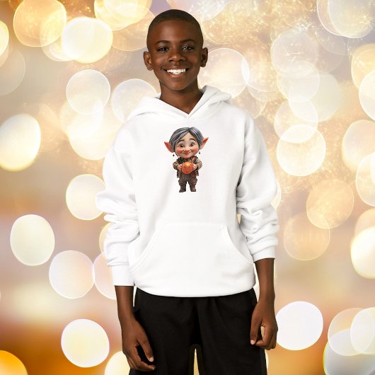 デアリクリスマス小妖精や小人ボーイズフード付きスウェットシャツ