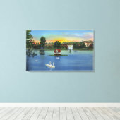 デアリングオークスファウンテンアンドダックハウスビュー キャンバスプリント (インサイチュ (ウッドフロア))