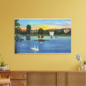 デアリングオークスファウンテンアンドダックハウスビュー キャンバスプリント (インサイチュ (リビング))