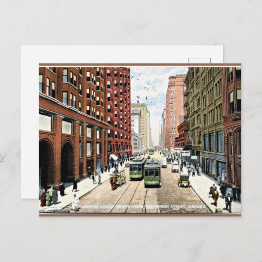 デアルボーン通り、イリノイ州シカゴ写真1911 ポストカード (正面/裏面)