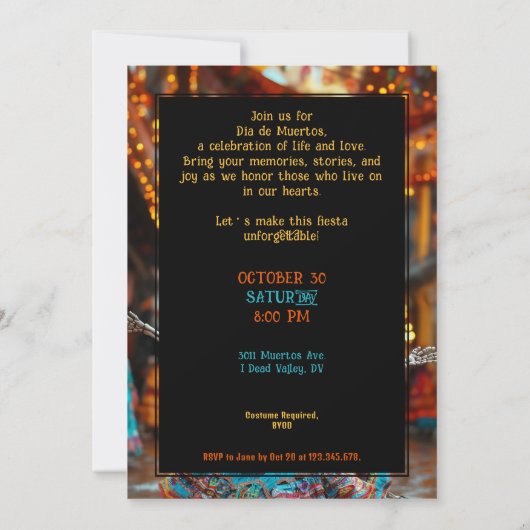 💀ディおもしろいアデムエルトスパーティの招待状 招待状 (裏面)