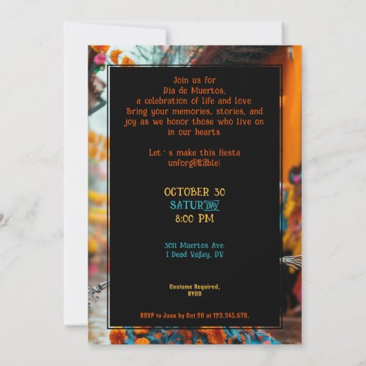 💀ディおもしろいアデムエルトスパーティの招待状 招待状 (裏面)