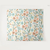 ディかわいらしティカラフルフローラホワイトデザイン タペストリー (正面(横))