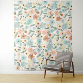 ディかわいらしティカラフルフローラホワイトデザイン タペストリー (インサイチュ)