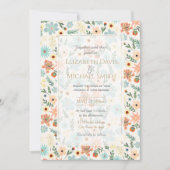 ディかわいらしティカラフルフローラホワイトデザイン 招待状 (正面)