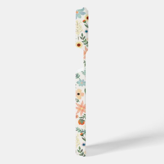 ディかわいらしティカラフルフローラホワイトデザイン iPhoneケース (右側面)