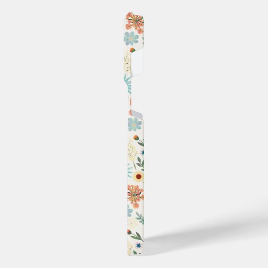 ディかわいらしティカラフルフローラホワイトデザイン iPhoneケース (左側面)