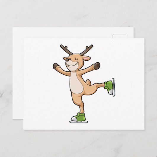 ディアアットアイススケートで滑るとアイススケート ポストカード (正面/裏面)