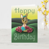 ディアアニマルバラ誕生日 カード (黄色い花)