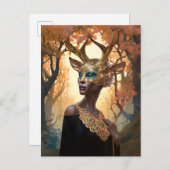 ディアアントラークラウンマスクファンタジーアートポストカード ポストカード (正面/裏面)