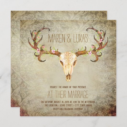 ディアアントラースカルサウ結婚ソフネス 招待状 (正面/裏面)