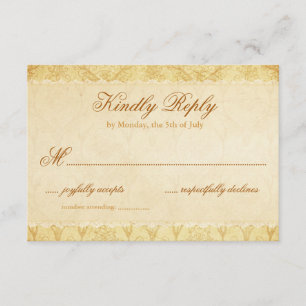 ディアアントラーダマスクヴィンテージクリームウェディングRSVP 出欠カード