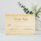 ディアアントラーダマスクヴィンテージクリームウェディングRSVP 出欠カード (スタンド正面)
