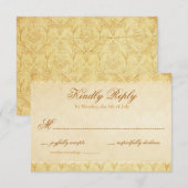 ディアアントラーダマスクヴィンテージクリームウェディングRSVP 出欠カード (正面/裏面)