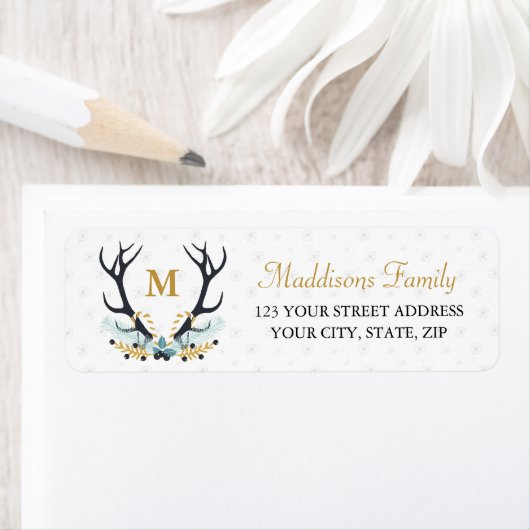 ディアアントラーリース金ゴールドモノグラムアドレス ラベル (インサイチュ)