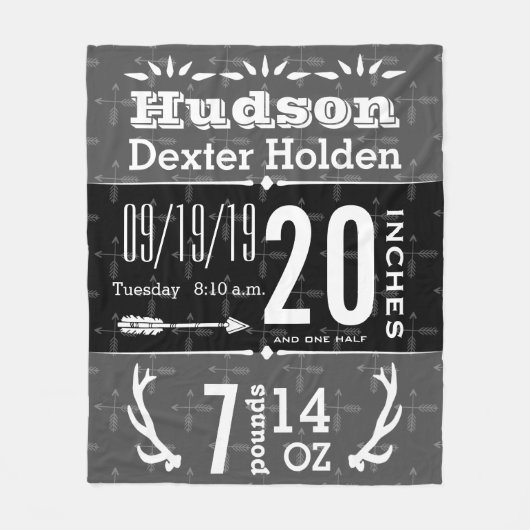 ディアアントラー矢印任意のカラーベビー誕生状態 フリースブランケット (正面)