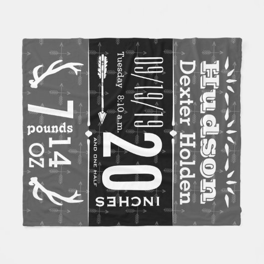 ディアアントラー矢印任意のカラーベビー誕生状態 フリースブランケット (正面(横))