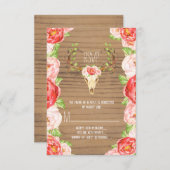 ディアアントラー素朴ウッドサウス結婚ウス 出欠カード (正面/裏面)