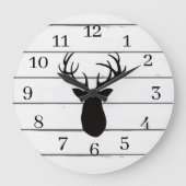 ディアアントラー素朴ウッドデコールラージラージクロック ラージ壁時計 (正面)
