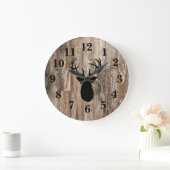 ディアアントラー素朴ウッドデコール ラージ壁時計 (ホーム)