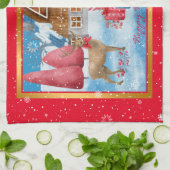 ディアアンドギフトオンホリデー夕べカスタマイズ キッチンタオル (折り畳み)