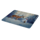 ディアアンドハッピーホテル雪だるまウィンターホリデーシーン カッティングボード (角)