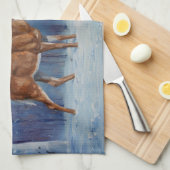 ディアアンドハッピーホテル雪だるまウィンターホリデーシーン キッチンタオル (四つ折り)