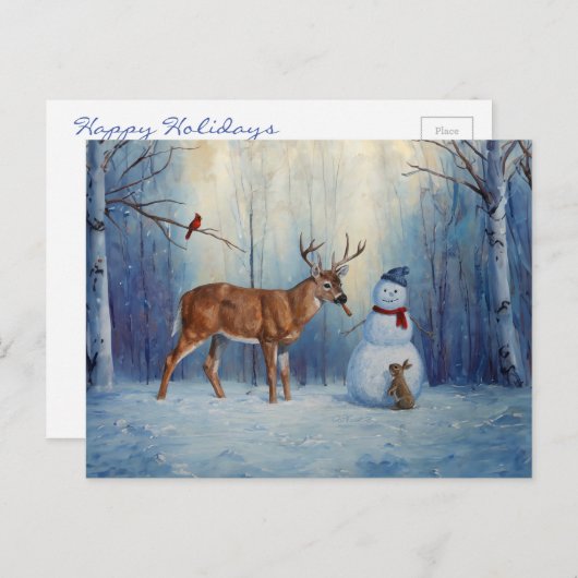 ディアアンドハッピーホテル雪だるまウィンターホリデーシーン シーズンポストカード (正面/裏面)