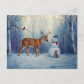 ディアアンドハッピーホテル雪だるまウィンターホリデーシーン シーズンポストカード (正面)