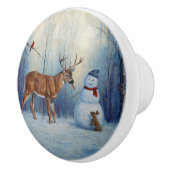 ディアアンドハッピーホテル雪だるまウィンターホリデーシーン セラミックノブ (右)