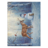 ディアアンドハッピーホテル雪だるまウィンターホリデーシーン テーブルクロス (正面)