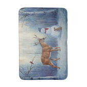 ディアアンドハッピーホテル雪だるまウィンターホリデーシーン バスマット (正面縦)