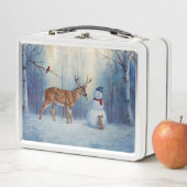 ディアアンドハッピーホテル雪だるまウィンターホリデーシーン メタルランチボックス (インサイチュ)