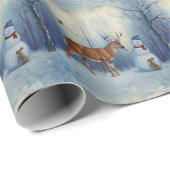 ディアアンドハッピーホテル雪だるまウィンターホリデーシーン ラッピングペーパー (ロールコーナー)